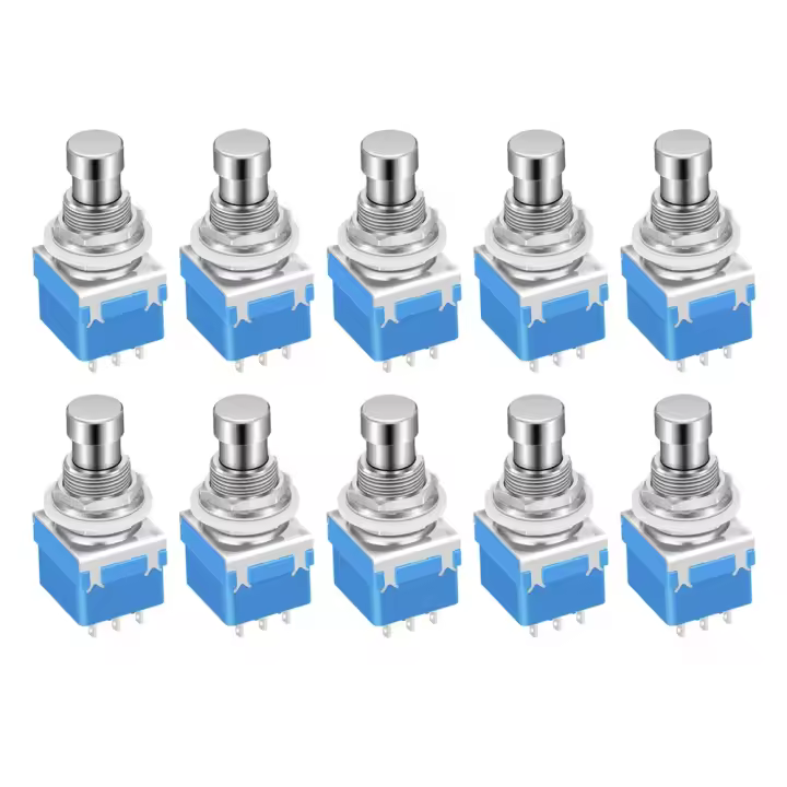10PCS 3PDT Pedal De Efectos Para Guitarra Switch De Pies Latch 9 Pin Botón De Presión Con Terminal De Soldadura ON-ON - 1