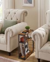 Mesa Auxiliar Estrecha con enchufe integrado, 3 Estantes y Revistero, Ideal para Espacios Pequeños en Salón, Dormitorio, Estudio - details 8