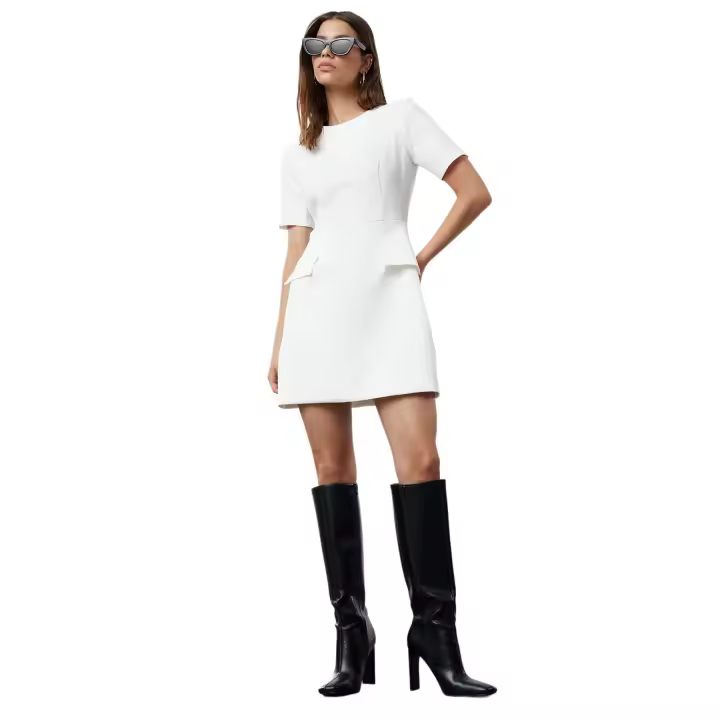 Trendyol Ecru A-Line Skirt Voluminous Mini Woven Dress Twoss24El01092 - 1