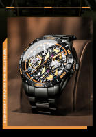 Reloj Mecánico Automático Para Hombre OUPINKE 3196 Acero Inoxidable Negro Luminoso Y Resistente Al Agua De 50M Con Esfera Skeleton Y Correa De Acero Inoxidable - details 1