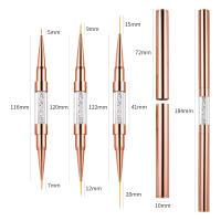 Pincel De Arte Para Uñas Rose Gold Doble Cabeza 5/7/9/12/15/20mm Para Líneas Y Dibujos Con Mango De Piedras Preciosas Acrílico - details 5