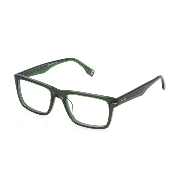MONTURA HOMBRE POLICE VPLQ64 CHAMP 11 0M26 55-20  Montura Acetato Verde Brillo   Forma Rectangular - 1