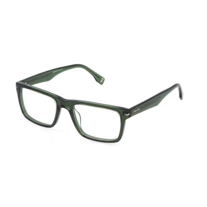 MONTURA HOMBRE POLICE VPLQ64 CHAMP 11 0M26 55-20  Montura Acetato Verde Brillo   Forma Rectangular - 1