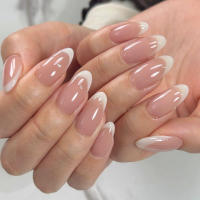 24Pcs Set Uñas Postizas De Acrílico Blancas Con Borde Ovaladas Adhesivas Fáciles De Usar Y Quitar Cubierta Total De Uñas - details 7