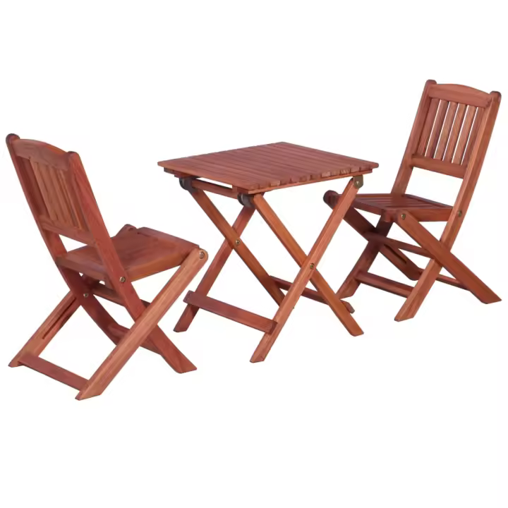 vidaXL Set de bistró para niños 3 pzas madera maciza de eucalipto en modelo sin banco o con banco - 1