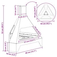 vidaXL Hoguera con Chimenea 50x43x52 cm Acero envejido - details 7
