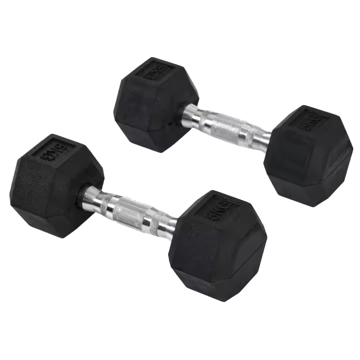HOMCOM Mancuerna Hexagonal de Hierro Fundido Mancuerna de Goma Mango Moleteado Pesas Metal Goma Negro 2 x 5 KG - 1