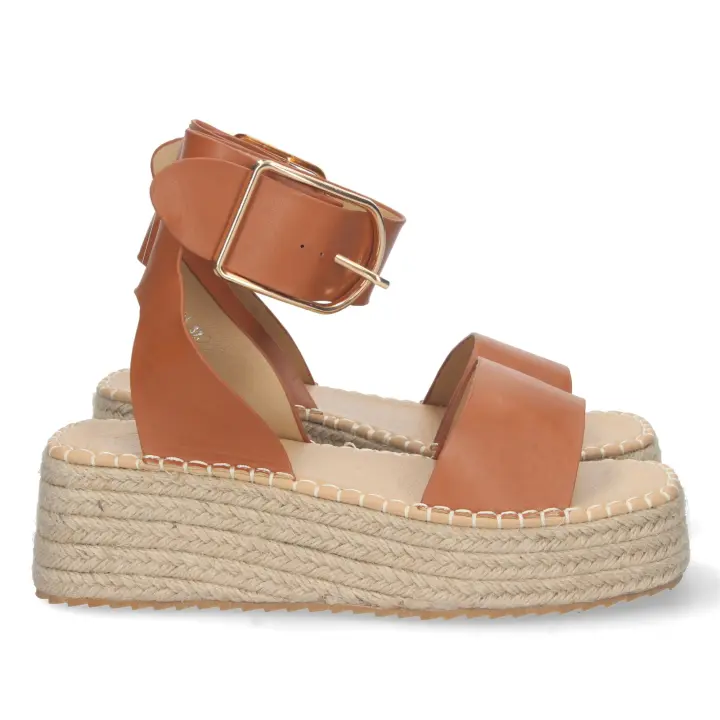 PuntoSalao Sandalias planas mujer con yute color camel - 1