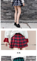 Mini Falda Plisada De Cintura Alta En Cuadros Para Mujer Estilo Harajuku A-line Preppy Slim De Terciopelo Polyester Para Otoño - details 7