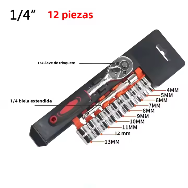 Juego De 12 Piezas De Llaves De Engranaje Ratchet Torque Para Reparación De Coches Y Barcos Herramienta Manual De Crámer Vanadio Acero - 1