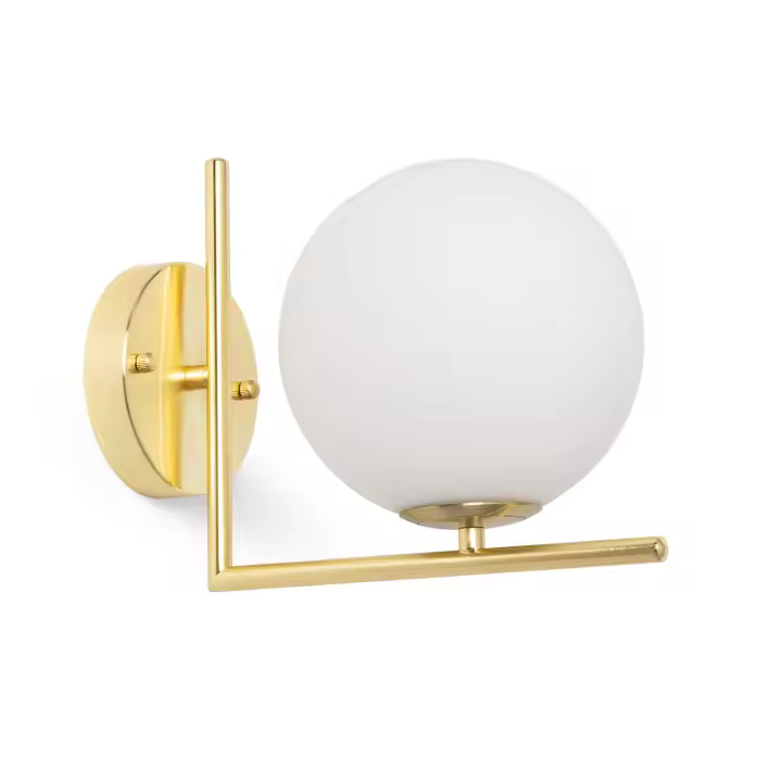 LEDKIA LIGHTING - Lámpara de Pared Moonlight | Diseño Elegante | Metal y Cristal | Compatible con Bombilla LED E14 | Ideal para Salón, Dormitorio, Restaurante, Dorado, Metal - 1