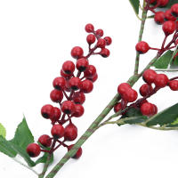 Rama De Bayas Rojas Artificiales De 70CM Adornos De Árbol De Navidad Flores De Imitación De Hollejo Para Decoración Doméstica DIY - details 2