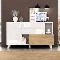 Aparador de color de Madera Blanca de Alta Brillo with almacenamiento,Aparador de comedor with almacenamiento, Gabinete Moderno de Sala de estar - details 0