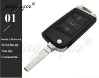 Carcasa De Llave Para Coche 3 Botones Plegable Adaptada Para VW Golf 4 5 Passat B5 B6 Polo Touran Caddy Eos Jetta Tiguan Seat Skoda Material ABS + Metal - details 3