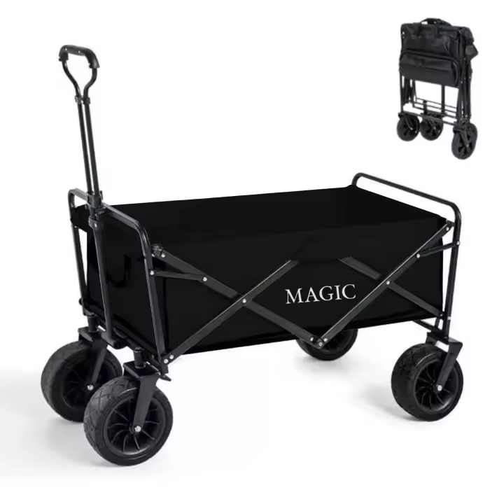 MAGIC SELECT Carro de Playa Plegable para Camping, Picnic, etc. Carrito de Mano para Jardín. Carreta de Transporte con Bolsa y Mango Ajustable. Carretilla con Ruedas Grandes con Freno Resistentes. - 1