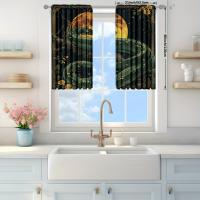2pcs Cortina Con Estampado De Luna Y Serpiente Para Decoración Del Hogar Tratamiento De Ventana Para Dormitorio Oficina Cocina Sala De Estar Y Estudio 100% Poliéster - details 8