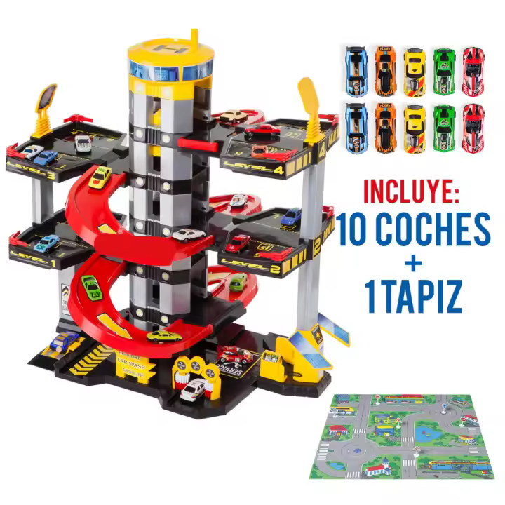 MOLTO Parking de juguete 5 plantas MLT + 10 coches + Tapiz de juego - 1