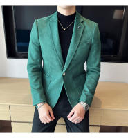 Nueva Moda Chaqueta De Veludo De Ciervo Para Hombre Corte Slim Ajustado Elegante Y Lujo Chaqueta De Negocios Casual Boda Talla Grande Hasta 4XL-S - details 18