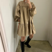Vestido A-Line Vintage De REALEFT Para Mujer Con Manga Puff Cuello O High Waist Casual Patchwork Estilo Vintage Mini - details 13
