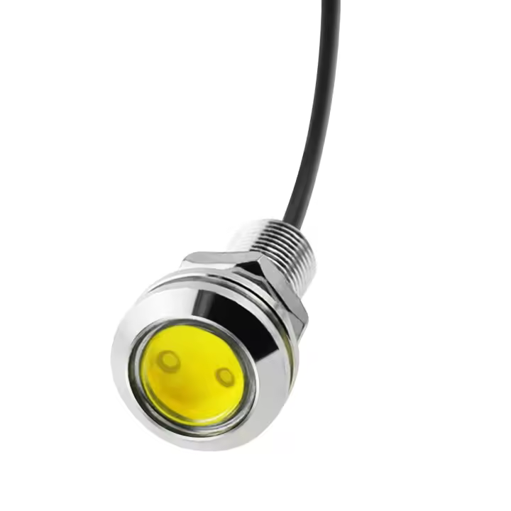 2Pcs DRL 18MM Lámparas De Ojo De Águila Para Coche Con Carcasa De Plata LED De Día Para Automóviles Luz De Parada Retroiluminación Universal 12V 9W - 1