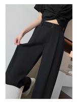 Pantalones Anchos De Verano Para Mujer Seoulish Elegantes Para Oficina Alto Cintura Talla Grande Color Sólido Pantalones Rectos Sueltos - details 0