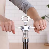 Abrepuertas De Acero Inoxidable 1pc Con Aleación De Zinc Multifuncional Premium Para Botellas De Vino Con Wing Corkscrew - details 0
