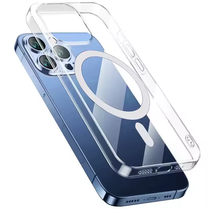 Funda Magnética Original Para iPhone Magsafe Compatible Con Modelos 7 a 16 plus Mini pro Max Xs 7 8 Se Transparente Resistente a Arañazos Y Huellas Silicona Acrílica - 1