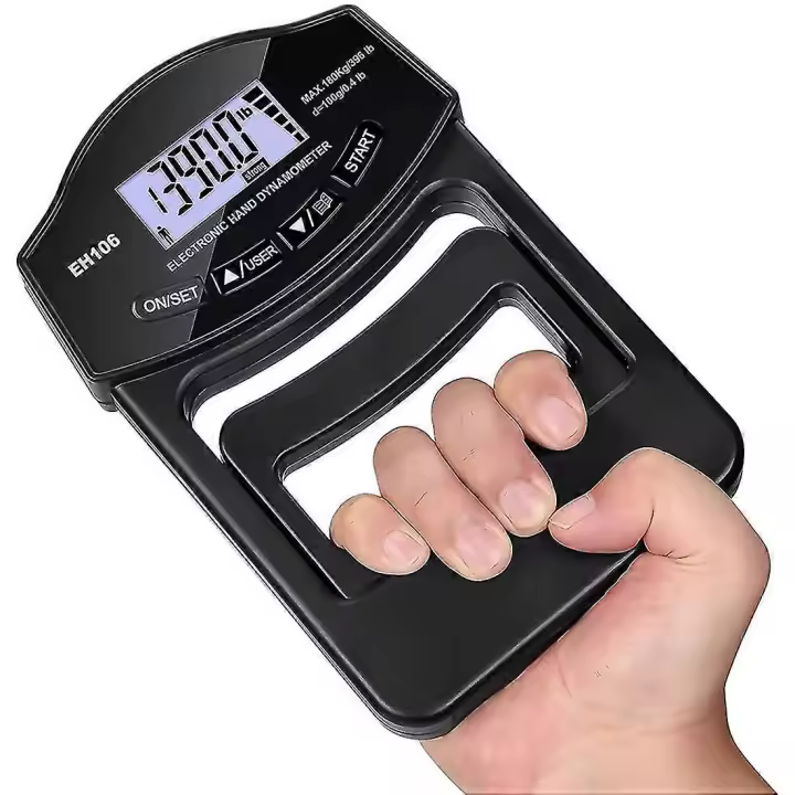 Probador de la fuerza del apretón, Metro de fuerza del apretón de la mano de 396lbs/180kg Digital - 1