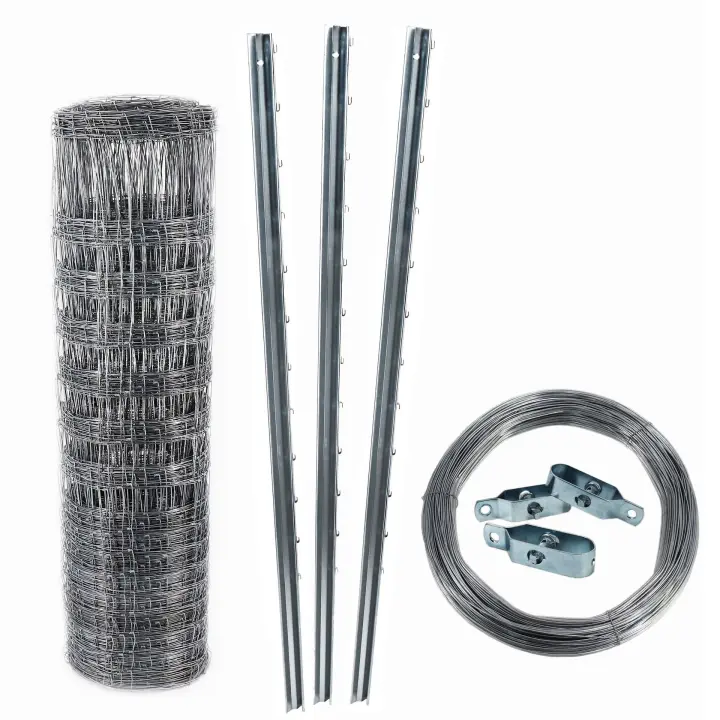 Valla forestal de 150m para vida silvestre, 160/20/15+ postes + cable tensor - 1