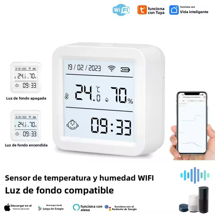 Sensor De Temperatura Y Humedad Inteligente Tuya WIFI Con Pantalla LCD Soporte Para Alexa Y Google Assistant Medidor Digital Para El Hogar - 1