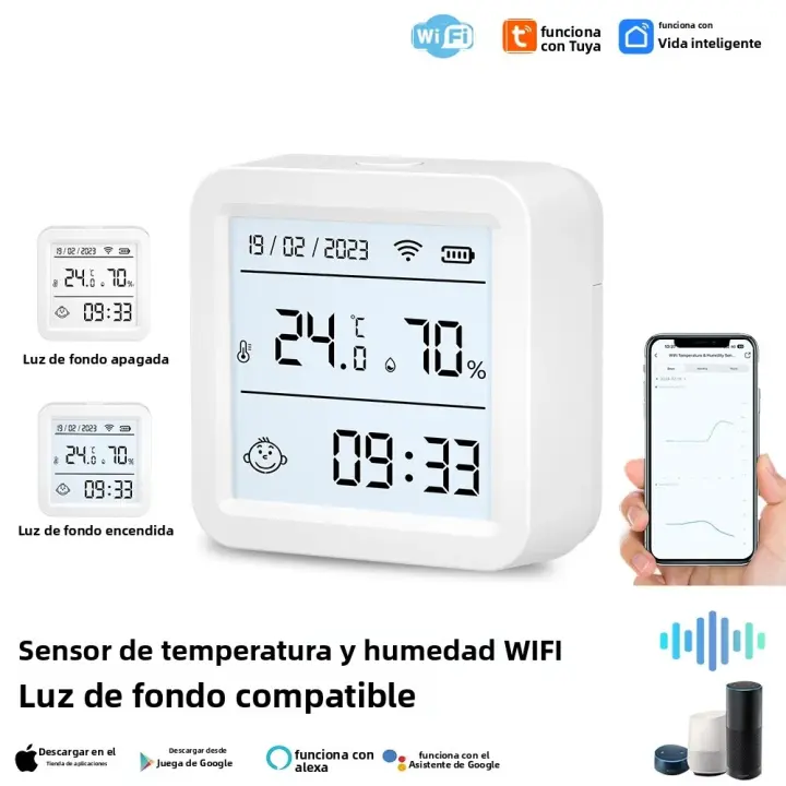 Sensor De Temperatura Y Humedad Inteligente Tuya WIFI Con Pantalla LCD Soporte Para Alexa Y Google Assistant Medidor Digital Para El Hogar - 1