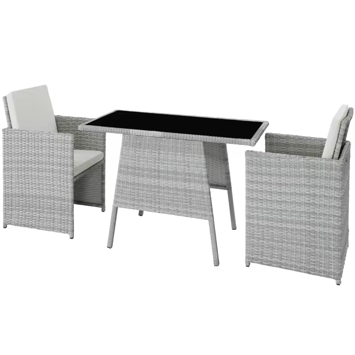 Tectake - Conjunto de ratán LAUSANNE, Diseño elegante y atractivo, Cojines extraíbles, Mesa con tablero de cristal extraíble - 1