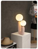 Lámpara De Mesa Creativa Con Resina De Arte Doble Final En Blanco Rosa Verde Para Decoración De Sala De Estar Y Dormitorio Fuente De Luz LED Incluida Fuente De Alimentación AC - details 4