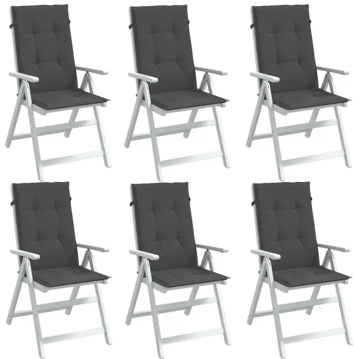 vidaXL Cojines silla respaldo alto 6 uds tela gris antracita melange - 1