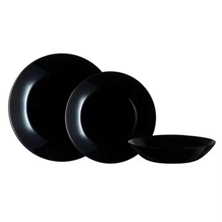 MAXHOME-Vajilla Zelie 18 Piezas Vidrio Negro - 1