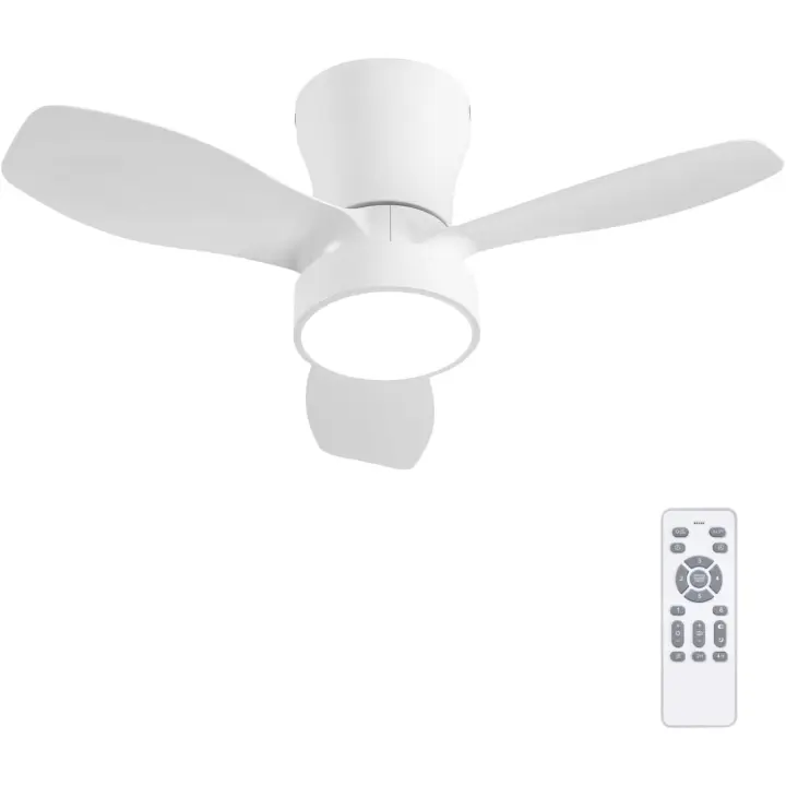 Ventilador de techo con Luz LED Blanca 62 cm | Motor DC Silencioso 3 lordades | 3 temperaturas de Luz (3000K/4000K/6500K) Regulable | Remote Control y temporizador - 1