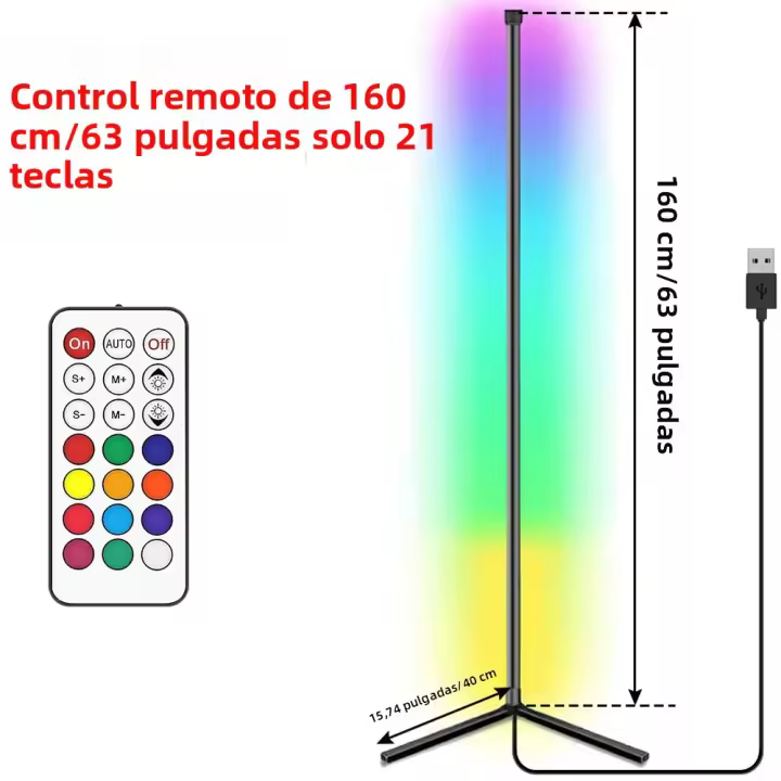 Lámpara De Rincón Bluetooth Inteligente APP 160cm LED RGB Dimmable Luz Ambiental Para Dormitorio Juego Navidad Decoración Alexa - 1