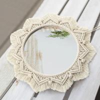 Espejo de pared Boho Espejo Art Decor Macrame Fringe Decorativo Espejos Redondos Ornamento para Mural Apartamento Home Dormitorio Sala estar Decoración - details 1