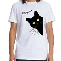 Camiseta De Gato Negro Divertida Para Hombre Verano Callejero Alto Calidad Algodón Suelto Camiseta De Manga Corta Estilo Casual - details 8