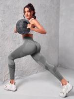 Leggings De Cintura Alta Elástica Para Mujer Talla Sólida Tejidos Sin Costuras Levantamiento De Glúteos Fitness Yoga Moda Gimnasio Deportivos Leggings - details 11