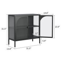 Gabinete lateral de metal, decorativo Armarium con 2 deflectores de Vidrio, Modern Armarium de café bar con estante ajustable para Cocina, Sala de estar y pasillo, Hierro, terreno alto 80 cm x ancho 80 cm x profundidad 35 cm - details 6