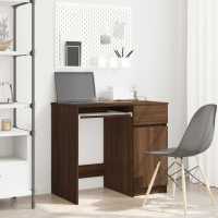 vidaXL Escritorio 86x49x76 cm madera de ingeniería en color Gris hormigón/Roble negro/Madera antigua y más | estructura resistente ideal para salón dormitorio o estudio - details 5