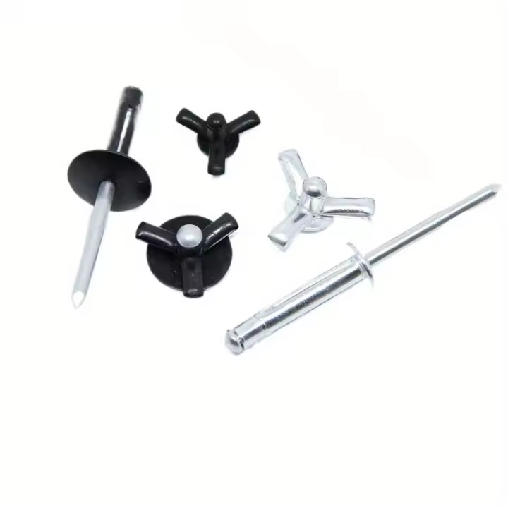 50pcs Clavos De Ojo De Bola Trifolios De Aluminio Negros Y Plateados Para Decoración Interior De Coches Diámetro 3/16 Con Gran Flanco - 1