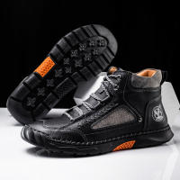 Botas De Tobillo Clásicas Vintage Para Hombre De Cuero Genuino Suave Y Amigable Con La Piel FLYLAND Botines Casuales Hechos a Mano - details 17