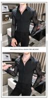 Camisa De Rayas Para Hombre Verano Transpirable Con Cortes De Encaje Manga Larga Ajustada Para Clubes Proms Fiestas Sociales - details 15