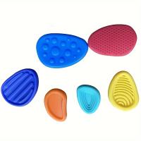 6pcs Piedras De Silicona Para Relajación Diseño Antigobble Duraderas Y Seguras Herramientas Portátiles Para Alivio Del Ansiedad Para Uso En Hogar Y Oficina - details 1
