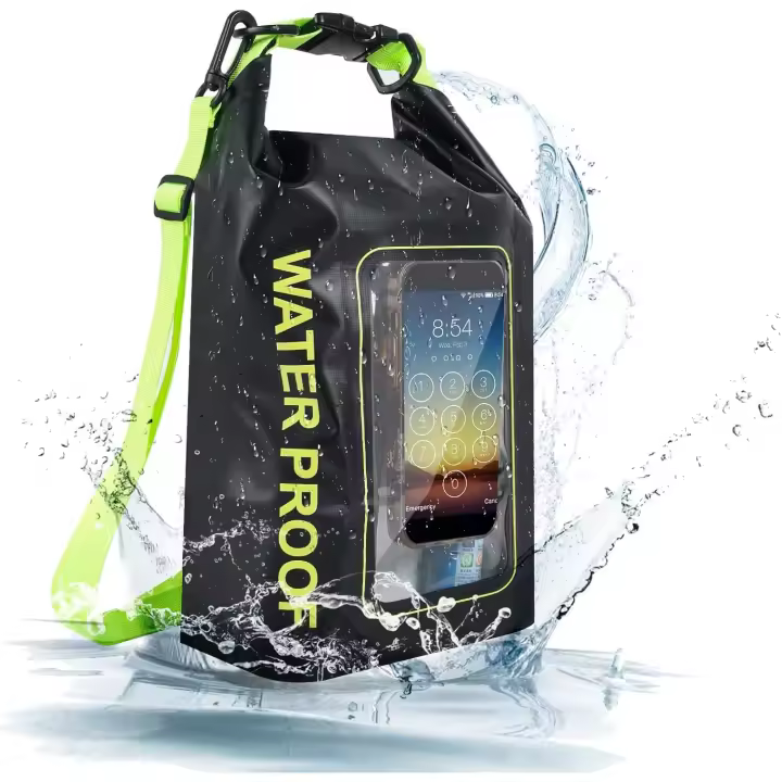 Bolsa de teléfono de playa impermeable 2L, bolsas secas para kayak impermeable-w/teléfono caso/bolsa grande impermeable teléfono bolsa accesorios camping esencial (negro 5L) - 1