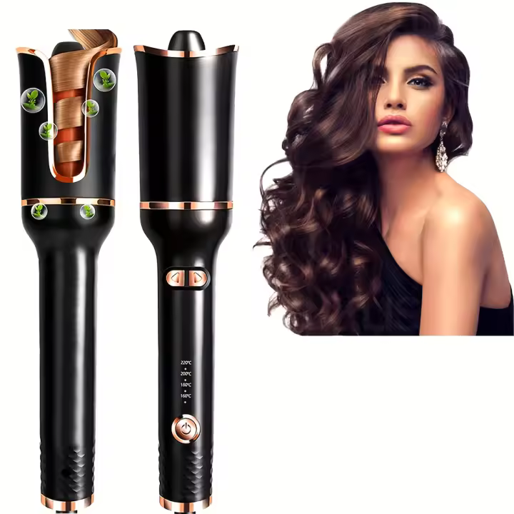 Rizador de aire giratorio de cerámica, rizador automático, elegante rizador de aire giratorio, 4 ajustes de temperatura, herramienta de cuidado para todo tipo de cabello. - 1