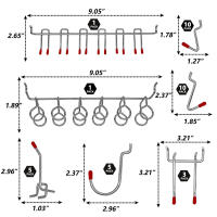 Kit De Organizador De Tablero De Pinos Metálico 114/140 Piezas Gancho Para Garage Y Tienda Herramientas De Almacenamiento Y Colgadores - details 2