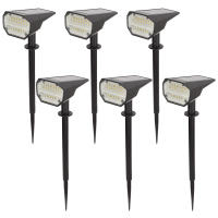 Aktive - Set de 6 balizas solares LED, luz cálida 5-10 lúmenes, 28 LEDs por unidad, autonomía hasta 8h, alcance 2m, instalación en suelo o pared, cabezal inclinable, IP24, ideal para jardín y terraza - details 0